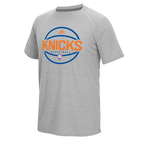 NBA Men New York Knicks adidas OnCourt climalite PreGame TShirt Gray->nba t-shirts->Sports Accessory